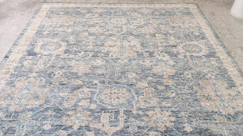 Marilyn 8x10 Blue Hand-Knotted Oushak Rug | Banana Manor Rug Company