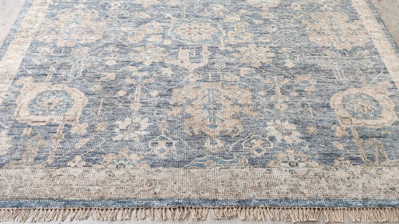 Marilyn 8x10 Blue Hand-Knotted Oushak Rug | Banana Manor Rug Company