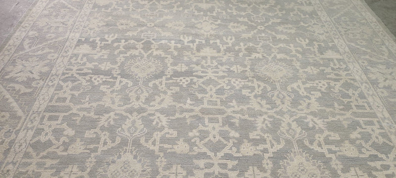 Marina Schiano 9.9x13.9 Silver and Grey Hand-Knotted Oushak Rug | Banana Manor Rug Company