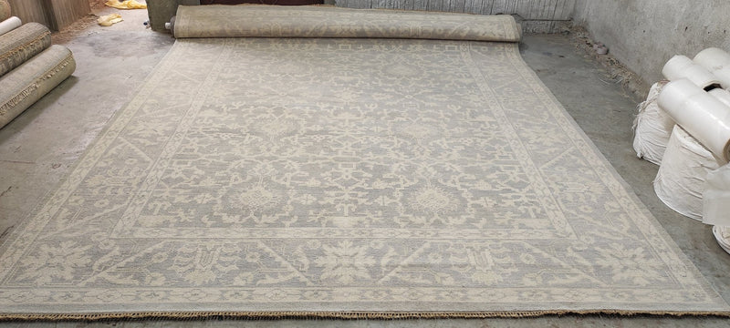 Marina Schiano 9.9x13.9 Silver and Grey Hand-Knotted Oushak Rug | Banana Manor Rug Company