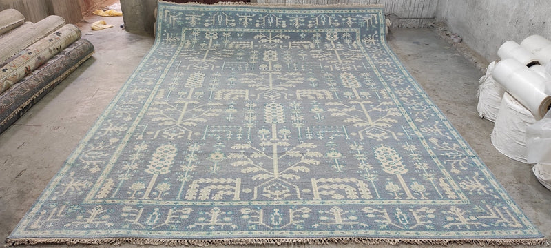 Marisa Berenson 9x12 Light Blue Hand-Knotted Oushak Rug | Banana Manor Rug Company