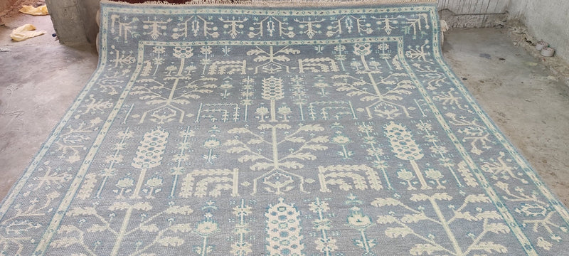 Marisa Berenson 9x12 Light Blue Hand-Knotted Oushak Rug | Banana Manor Rug Company