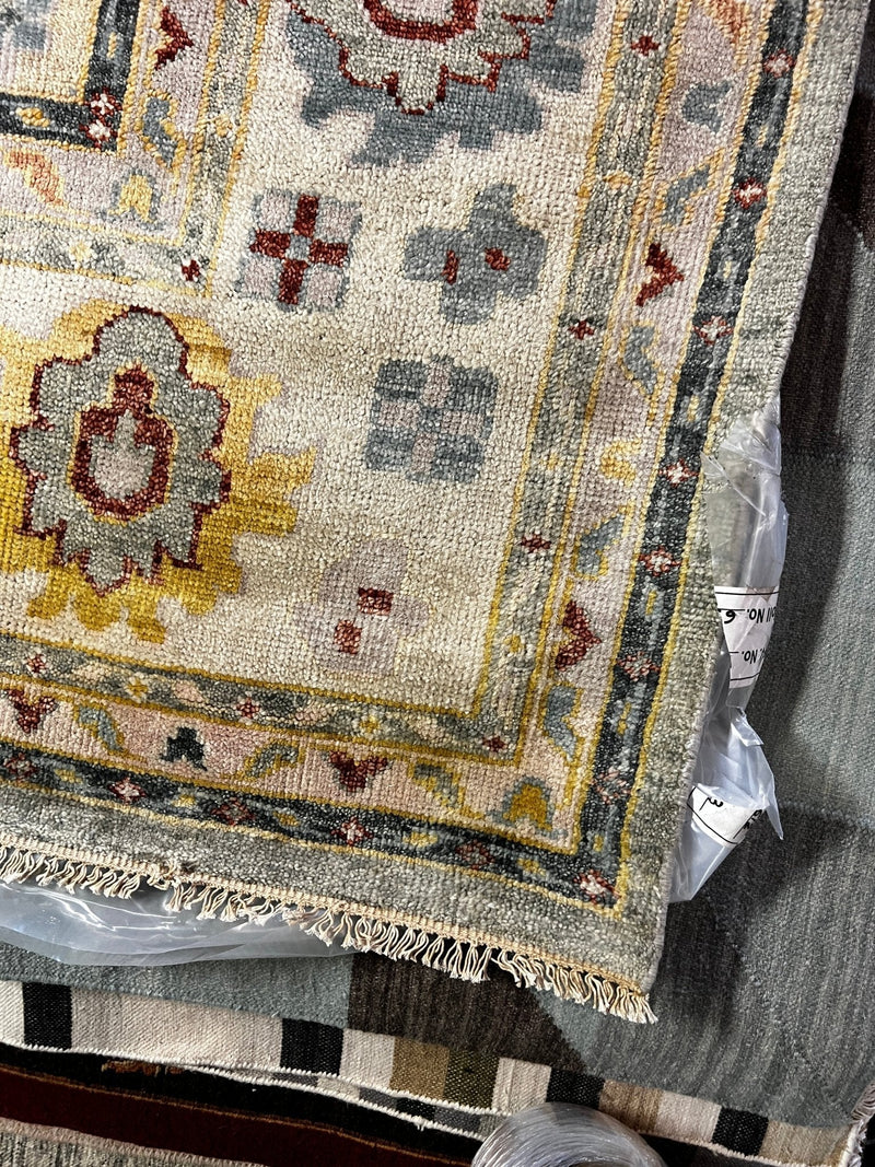 Mariya Aronova 11.9x15 Hand-Knotted Oushak Rug Light Green and Ivory | Banana Manor Rug Factory Outlet