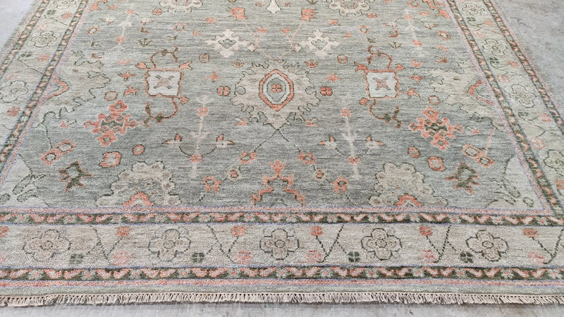 Marjorie 8.9x12 Light Green Hand-Knotted Oushak Rug | Banana Manor Rug Company