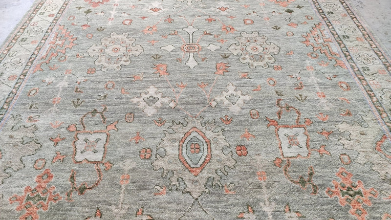 Marjorie 8.9x12 Light Green Hand-Knotted Oushak Rug | Banana Manor Rug Company