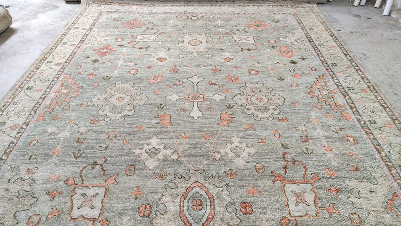 Marjorie 8.9x12 Light Green Hand-Knotted Oushak Rug | Banana Manor Rug Company