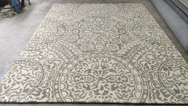 Mark Johnson 8x10 Ivory and Brown Loop Cut Hand-Tufted | Banana Manor Rug Company