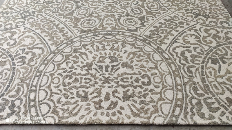 Mark Johnson 8x10 Ivory and Brown Loop Cut Hand-Tufted | Banana Manor Rug Company