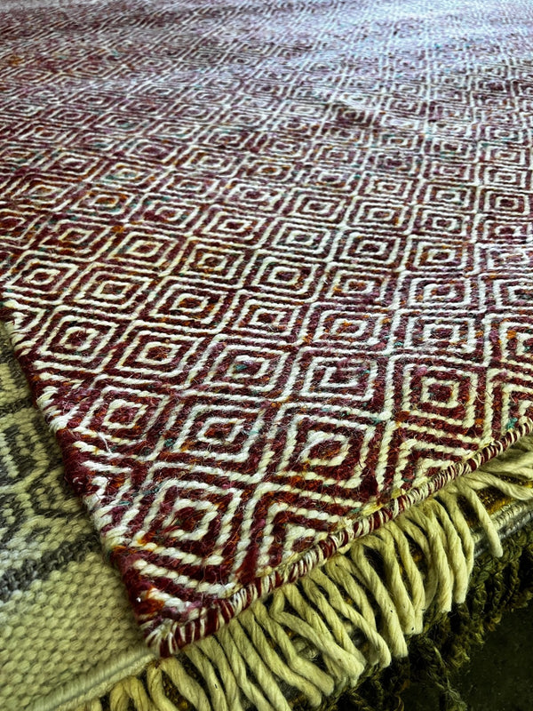 Marta Estrella 8.3x11.3 Red and White Handwoven Jute & Wool Rug | Banana Manor Rug Company