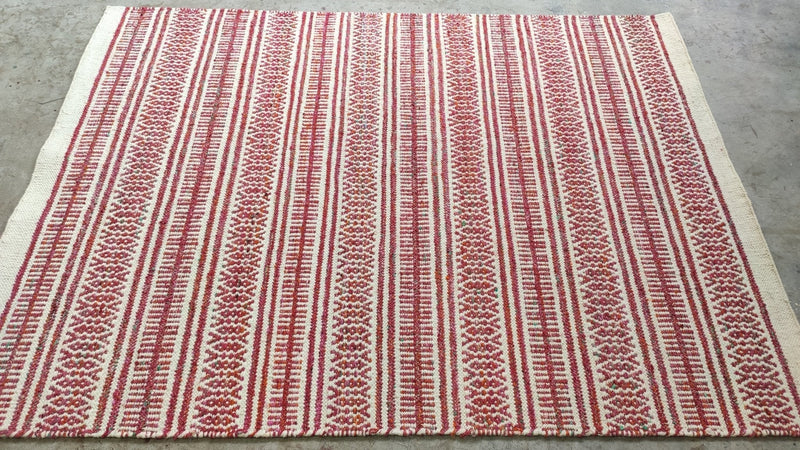 Marta Estrella 8.3x11.3 Red and White Handwoven Jute & Wool Rug | Banana Manor Rug Company