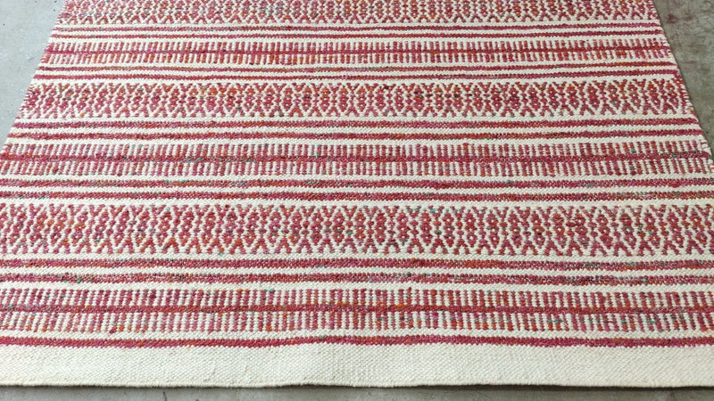 Marta Estrella 8.3x11.3 Red and White Handwoven Jute & Wool Rug | Banana Manor Rug Company