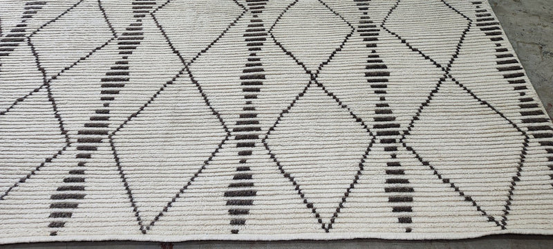 Martin Henderson Hand-Knotted Ivory and Brown Modern 8.0X9.6 | Banana Manor Rug Company