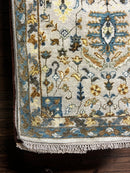 Mary Anne Smiley Beige and Blue Hand-Knotted Oushak Runner 3x23.9 | Banana Manor Rug Company