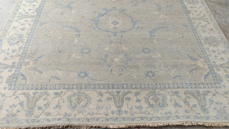 Mary Louise Weller 7.9x9.9 Beige and Ivory Hand-Knotted Oushak Rug | Banana Manor Rug Company