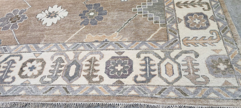 Mary Pix Hand-Knotted Oushak Rug Camel and Ivory 10x13.9 | Banana Manor Rug Company