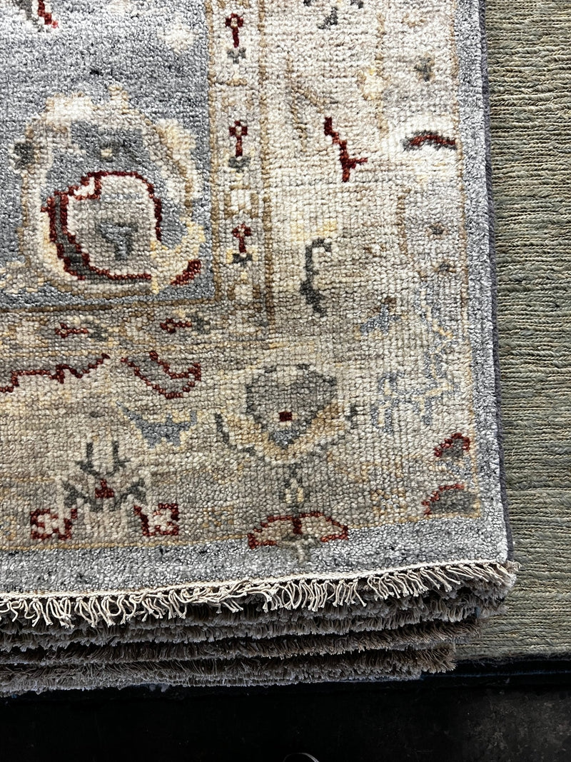 Maura 6x9 Blue and Beige Hand-Knotted Oushak Rug | Banana Manor Rug Company