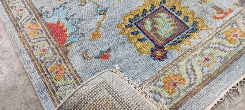 Maureen Orth 9x12 Light Blue Hand-Knotted Oushak Rug | Banana Manor Rug Company