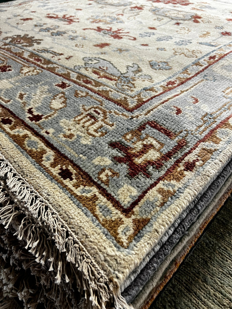 Mayn 6x9 Tan and Grey Hand-Knotted Oushak Rug | Banana Manor Rug Company