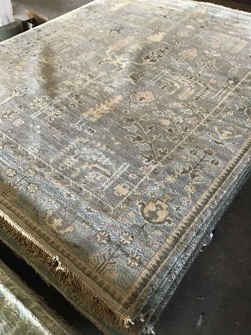 Meadow 8.3x10.3 Grey and Silver Hand-Knotted Oushak Rug | Banana Manor Rug Company