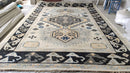 Megara 10x14 Ivory and Black Hand-Knotted Oushak Rug | Banana Manor Rug Company