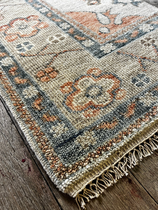 "Meike" Tan and Rust Hand-Knotted Oushak Sample 8x10 | Banana Manor Rug Company