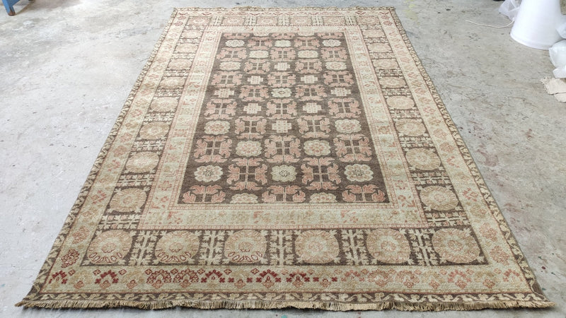 Melanie 6x9 Brown and Beige Hand-Knotted Oushak Rug | Banana Manor Rug Company