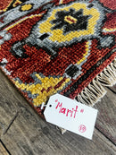 "Merit" Red and Yellow Hand-Knotted Oushak Sample 8x10 | Banana Manor Rug Company