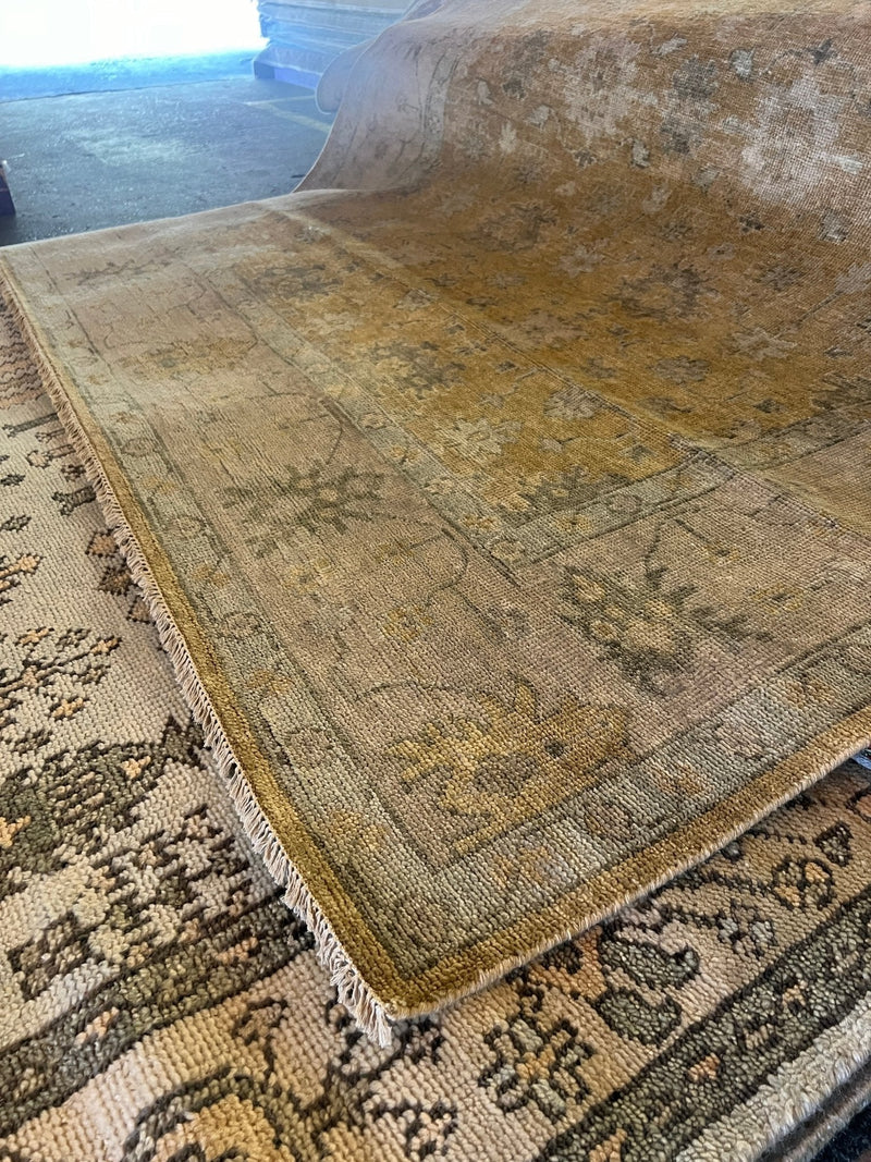 Mia Wasikowska 8x10 Hand-Knotted Oushak Rug Brown and Tan | Banana Manor Rug Factory Outlet