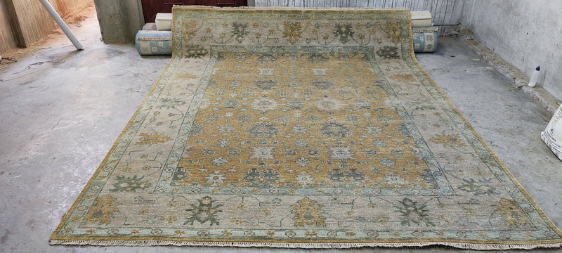 Mia Wasikowska Hand-Knotted Oushak Rug Brown and Tan 8X10 | Banana Manor Rug Company