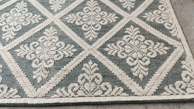 Michael Bluth 7.6x10 Ivory and Green Floral Handwoven Rug | Banana Manor Rug Company