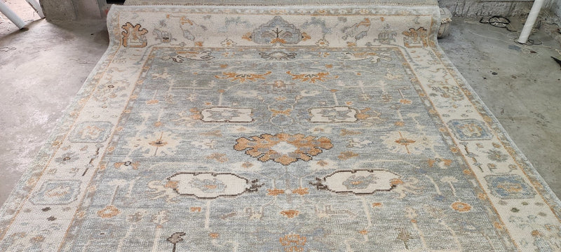 Michelle Boudreau Light Grey and Ivory Hand-Knotted Oushak Rug 8x10 | Banana Manor Rug Company