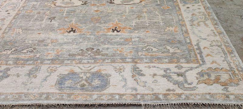 Michelle Boudreau Light Grey and Ivory Hand-Knotted Oushak Rug 8x10 | Banana Manor Rug Company