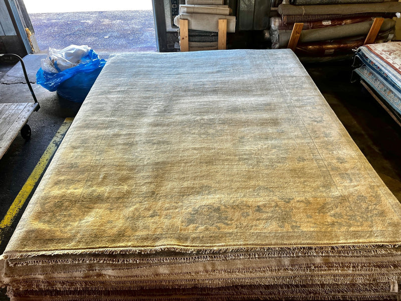 Michelle Dorrance 9x12 Hand-Knotted Oushak Rug Tan and Ivory | Banana Manor Rug Factory Outlet