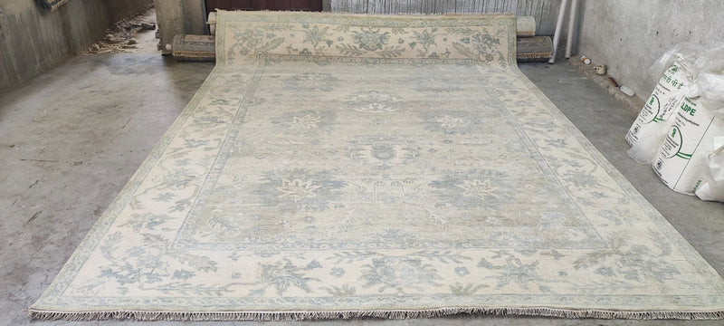 Michelle Dorrance Hand-Knotted Oushak Rug Tan and Ivory 9x12 | Banana Manor Rug Company