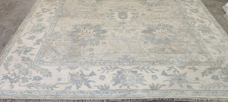 Michelle Dorrance Hand-Knotted Oushak Rug Tan and Ivory 9x12 | Banana Manor Rug Company