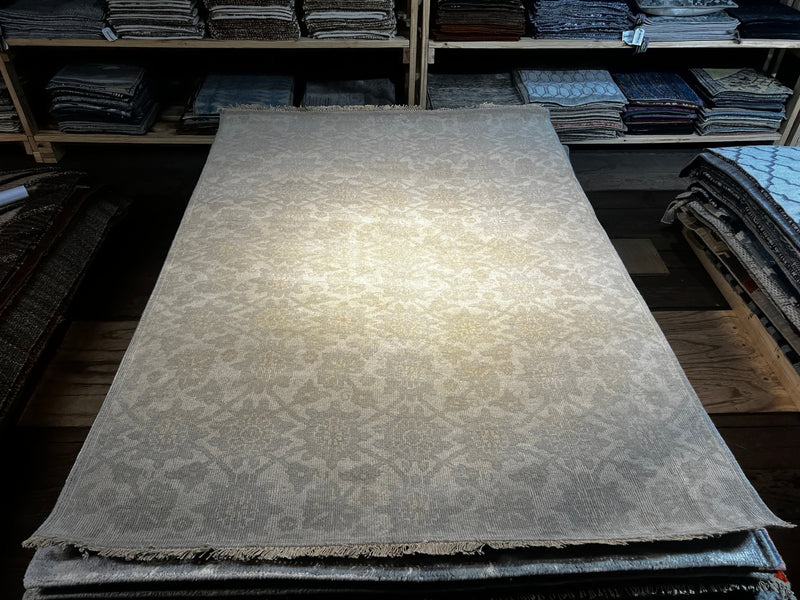 Michelle Nussbaumer Silver and Grey Hand-Knotted Oushak Rug 5x7 | Banana Manor Rug Company