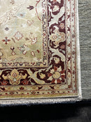 Michelle Pfeiffer 6.6x9 Tan and Rust Hand-Knotted Kashan Rug | Banana Manor Rug Company