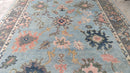 Mila 9x11.9 Grey and Light Blue Hand-Knotted Oushak Rug | Banana Manor Rug Company