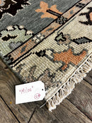 "Milou" Eggplant and Light Blue Hand-Knotted Oushak Sample 8x10 | Banana Manor Rug Company