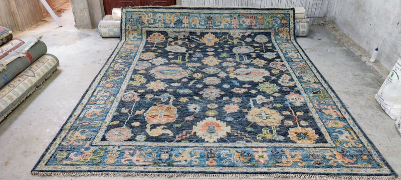 Miranda Otto Hand-Knotted Oushak Rug Blue 8.3X10 | Banana Manor Rug Company