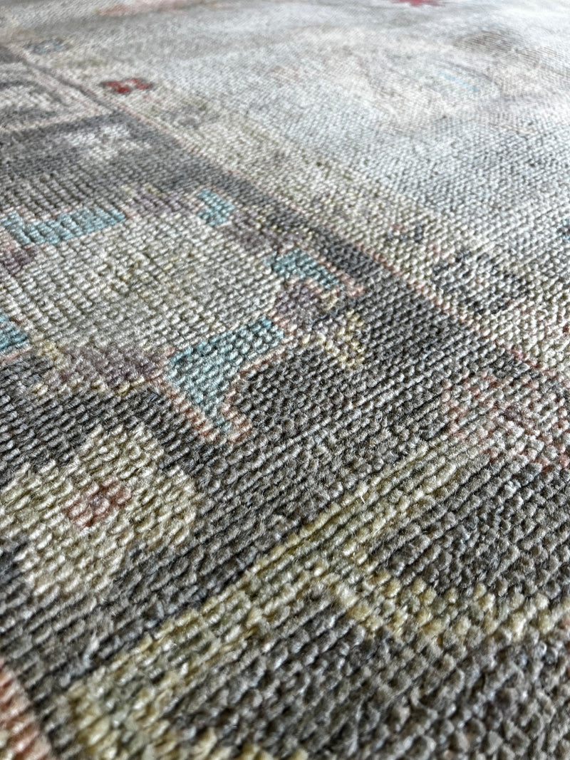 Miz Lillian 9x12 Aqua and Grey Hand-Knotted Oushak Rug | Banana Manor Rug Factory Outlet