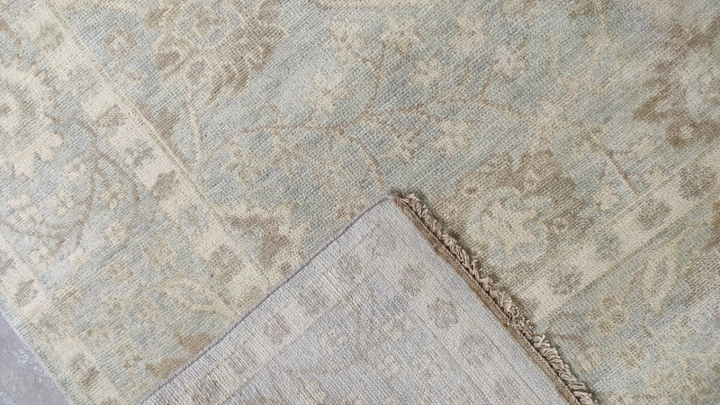 Modern Scarlett O'Hara Washed White & Blue Oushak | Banana Manor Rug Company