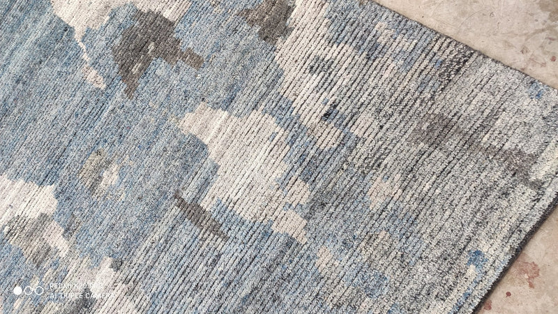 Modern Sea Bass 8.3x10 Light Blue and Grey Hand-Knotted Rug | Banana Manor Rug Company