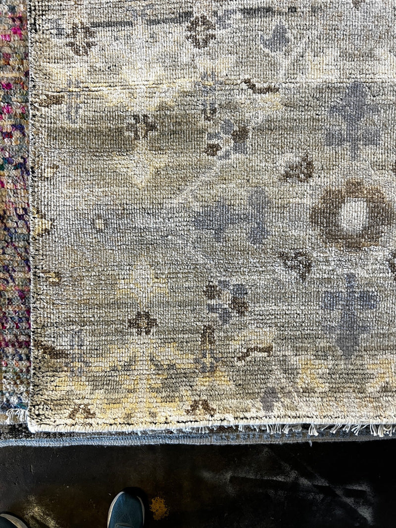 Mona Fastvold 8x9.6 Beige and Tan Hand-Knotted Oushak Rug | Banana Manor Rug Company