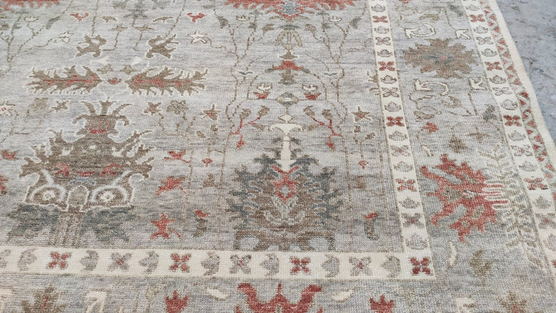 Morgan Caleb 9x12 Hand-Knotted Grey Oushak Rug | Banana Manor Rug Company