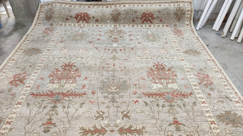 Morgan Caleb 9x12 Hand-Knotted Grey Oushak Rug | Banana Manor Rug Company