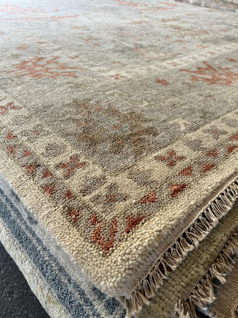 Morgan Caleb 9x12 Hand-Knotted Grey Oushak Rug | Banana Manor Rug Company