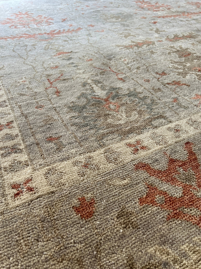 Morgan Caleb 9x12 Hand-Knotted Grey Oushak Rug | Banana Manor Rug Company