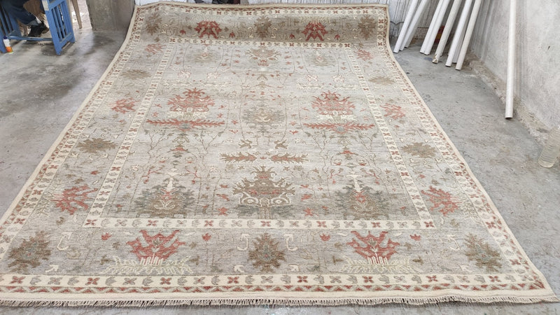 Morgan Caleb 9x12 Hand-Knotted Grey Oushak Rug | Banana Manor Rug Company
