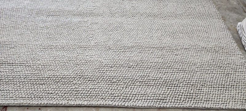 Mrs. Gardner Handwoven Wool Durrie Natural Grey Loop Ball 10x13.3 | Banana Manor Rug Company